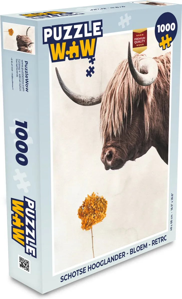 PuzzleWow Schotse Hooglander Legpuzzel 1000 Stuks - Multicolor