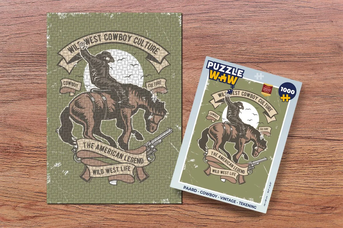 PuzzleWow Vintage Cowboy Legpuzzel 1000 Stuks - Multicolor