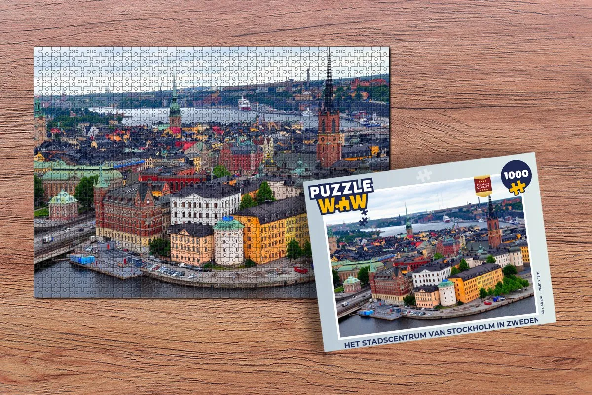 PuzzleWow Stockholm Zweden Legpuzzel 1000 Stuks - Multicolor