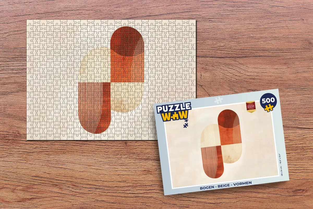 PuzzleWow Vormen Legpuzzel 500 Stuks - Beige