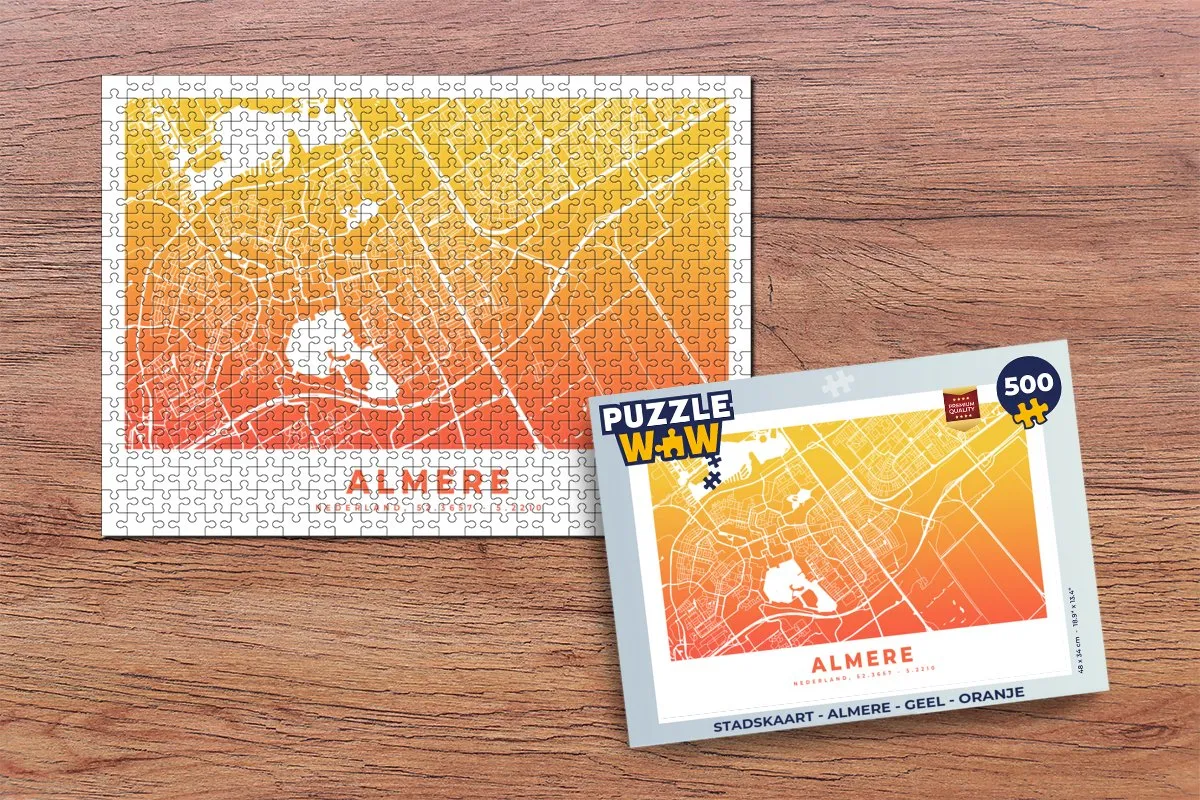 PuzzleWow Stadskaart Almere Legpuzzel 500 Stuks - Multicolor