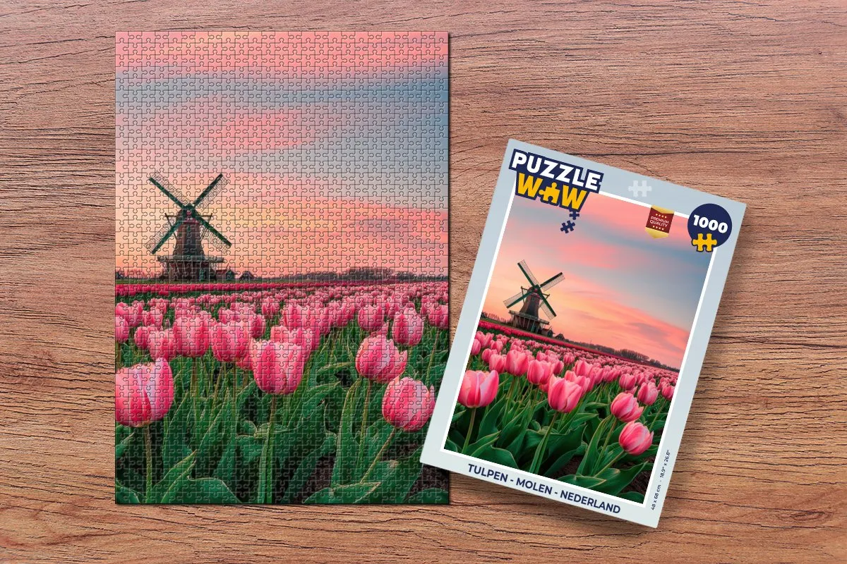 PuzzleWow Legpuzzel Tulpen - 1000 Stuks - Roze