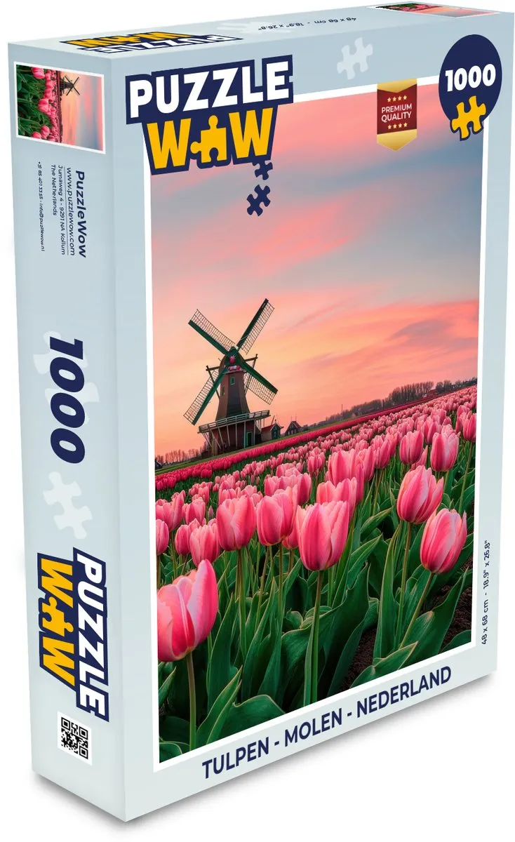 PuzzleWow Legpuzzel Tulpen - 1000 Stuks - Roze