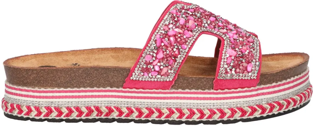 La Strada Platform Slipper Roze Textiel