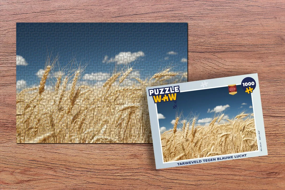 PuzzleWow Legpuzzel Tarweveld tegen blauwe lucht 1000 Stuks - Multicolor