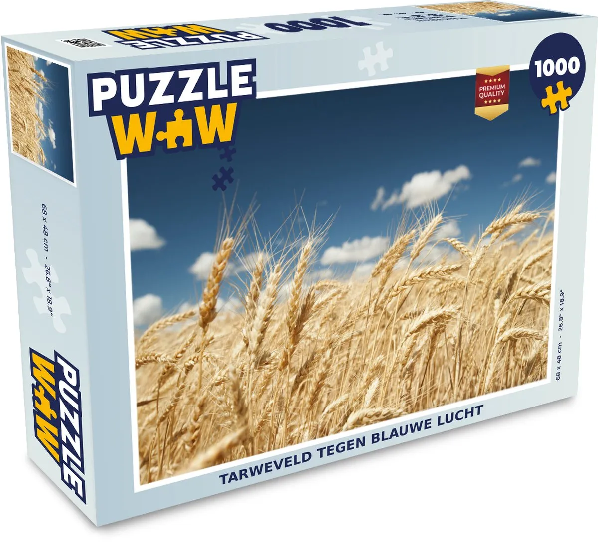 PuzzleWow Legpuzzel Tarweveld tegen blauwe lucht 1000 Stuks - Multicolor