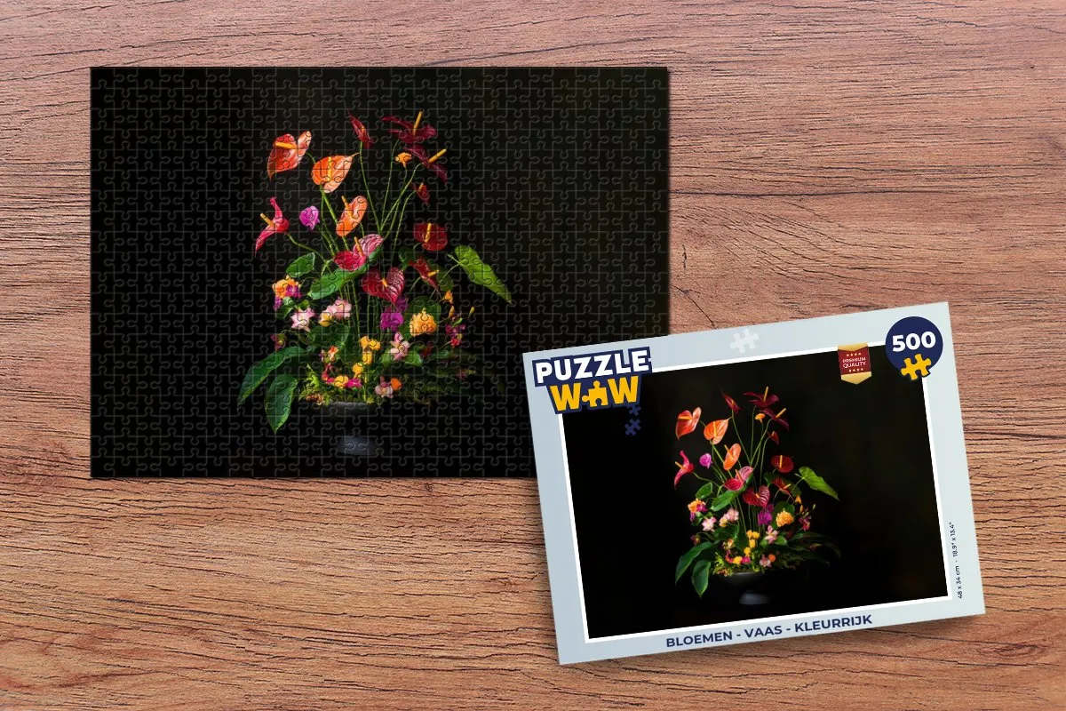 PuzzleWow Bloemen Vaas Legpuzzel 500 Stuks - Boeket Kleurmix