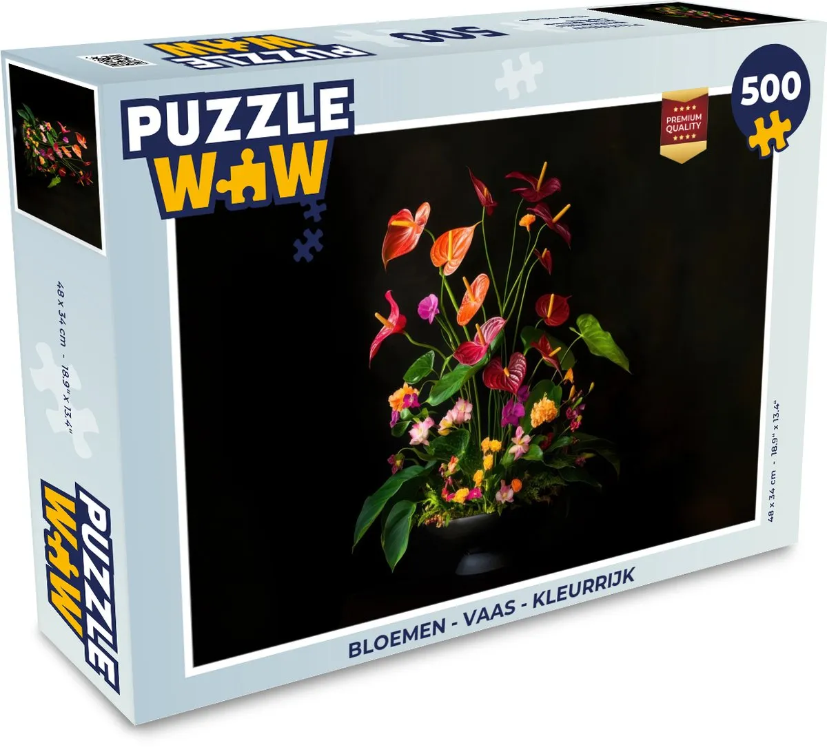 PuzzleWow Bloemen Vaas Legpuzzel 500 Stuks - Boeket Kleurmix