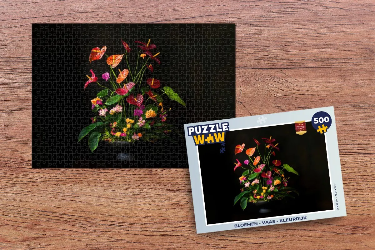 PuzzleWow Bloemen Vaas Legpuzzel 500 Stuks - Boeket Kleurmix
