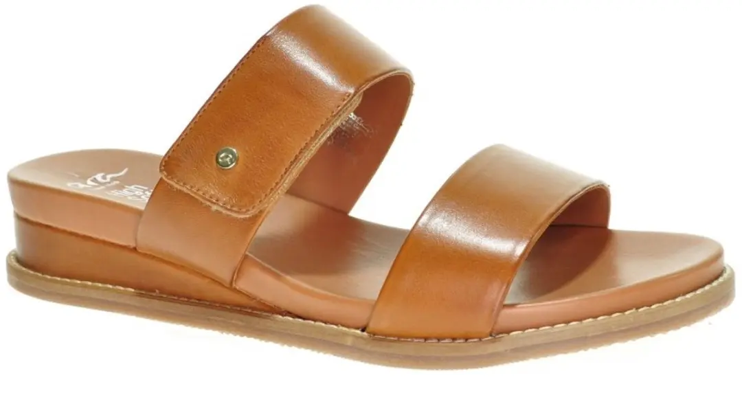Cognac Lederen Slipper Met Verhoogde Hiel Ara Velcro maat 42