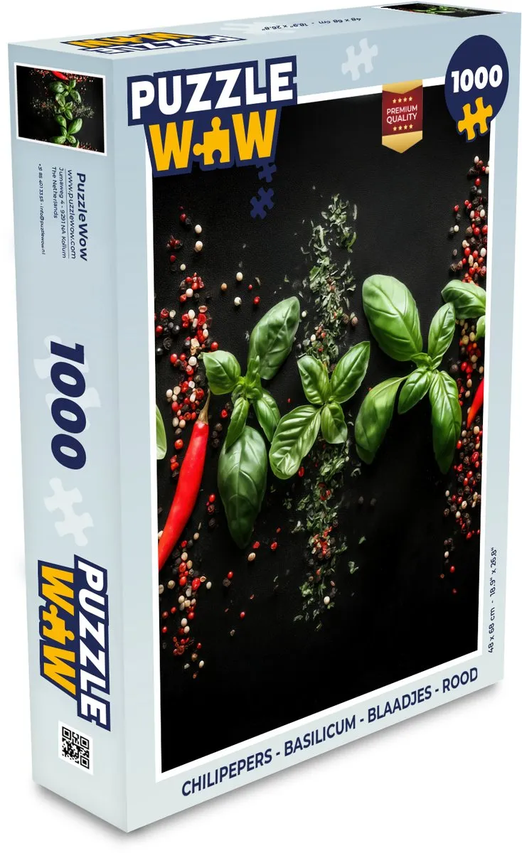 PuzzleWow Chilipepers & Blaadjes Legpuzzel 1000 Stuks - Rood