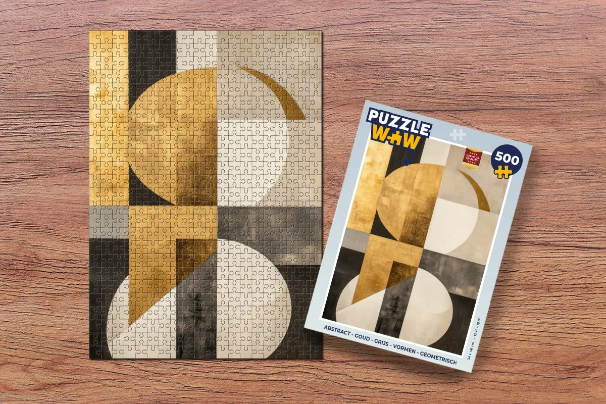 PuzzleWow Abstract Geometrische Legpuzzel 500 Stuks - Goud/Beige
