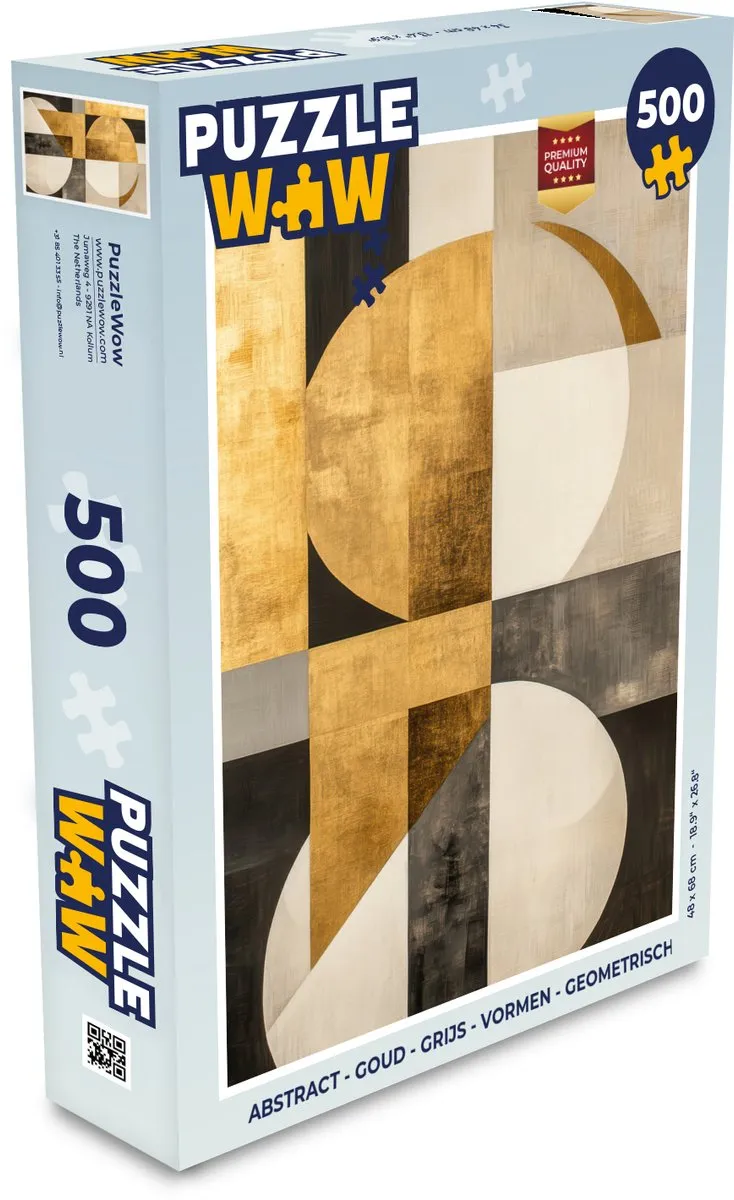 PuzzleWow Abstract Geometrische Legpuzzel 500 Stuks - Goud/Beige