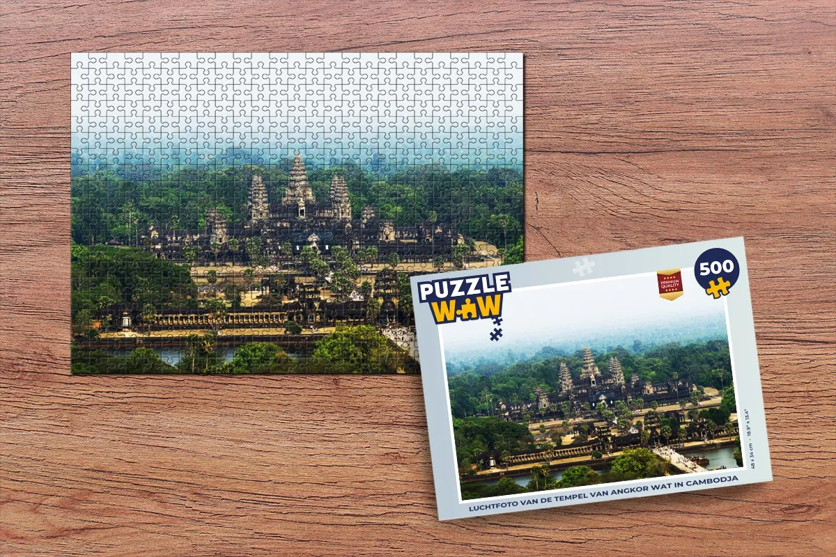 PuzzleWow Angkor Wat Luchtfoto Legpuzzel 500 Stuks - Multicolor