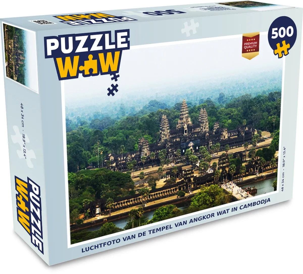 PuzzleWow Angkor Wat Luchtfoto Legpuzzel 500 Stuks - Multicolor
