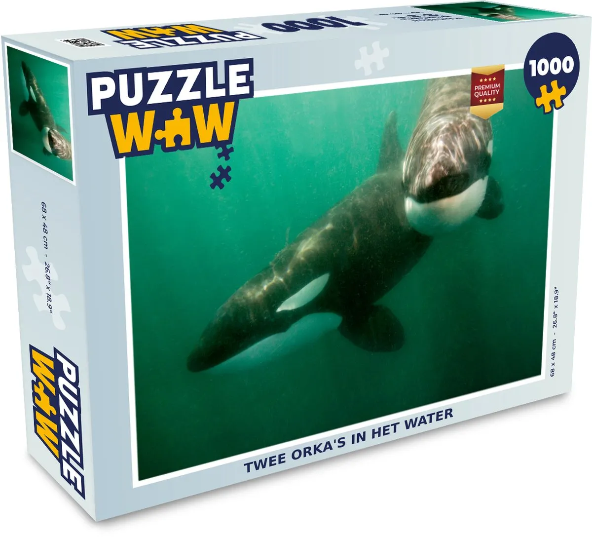 PuzzleWow Legpuzzel Twee orka's in het water 1000 Stuks - Multicolor