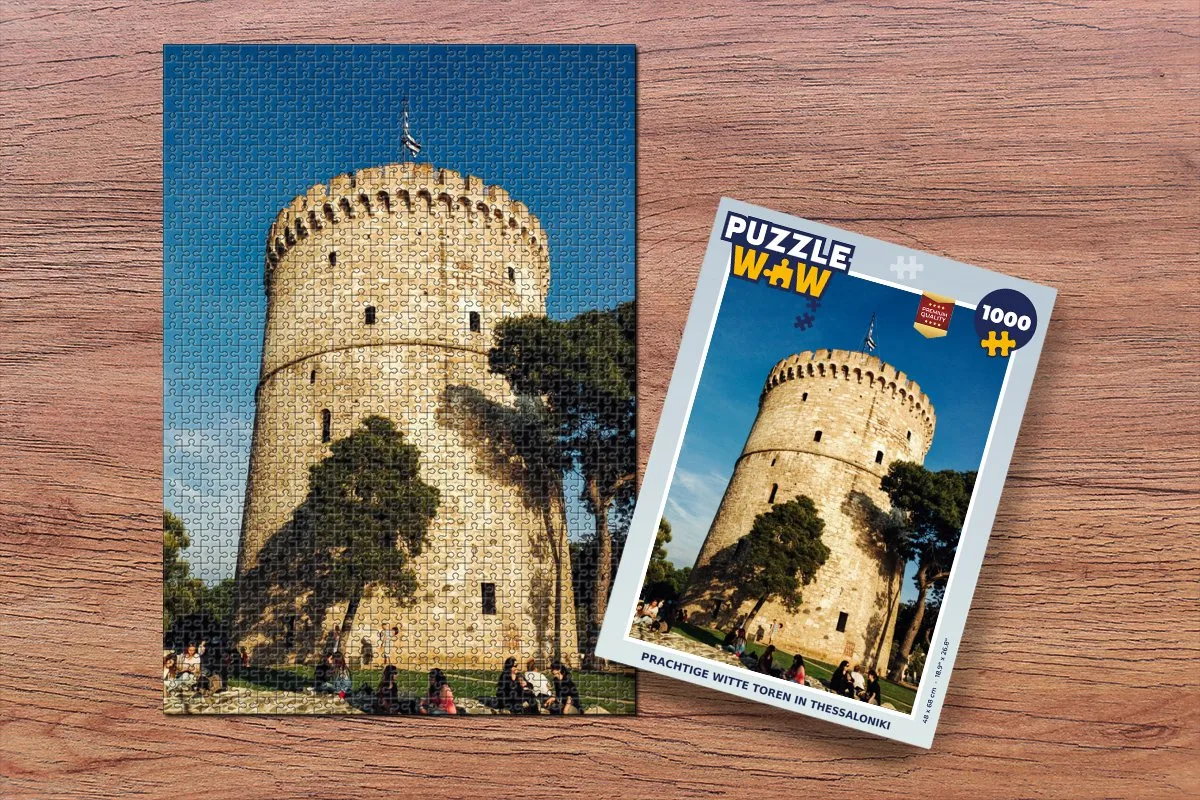 PuzzleWow Legpuzzel Thessaloniki Witte Toren 1000 Stuks - Multicolor