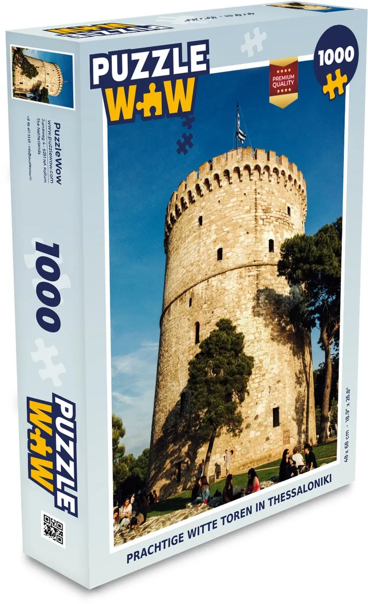 PuzzleWow Legpuzzel Thessaloniki Witte Toren 1000 Stuks - Multicolor