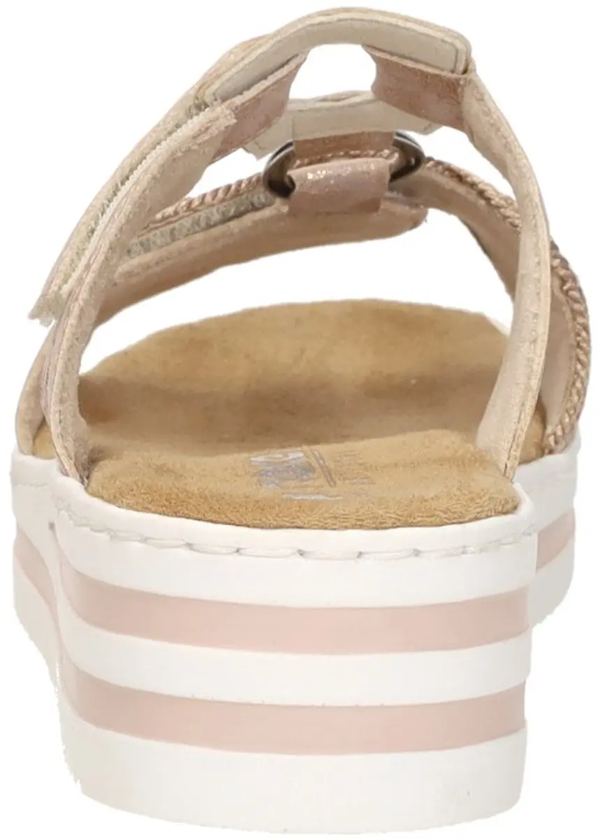 Rieker Nanao Dames Slippers - Roze-goud Metallic - 37 - afbeelding 5 van 6