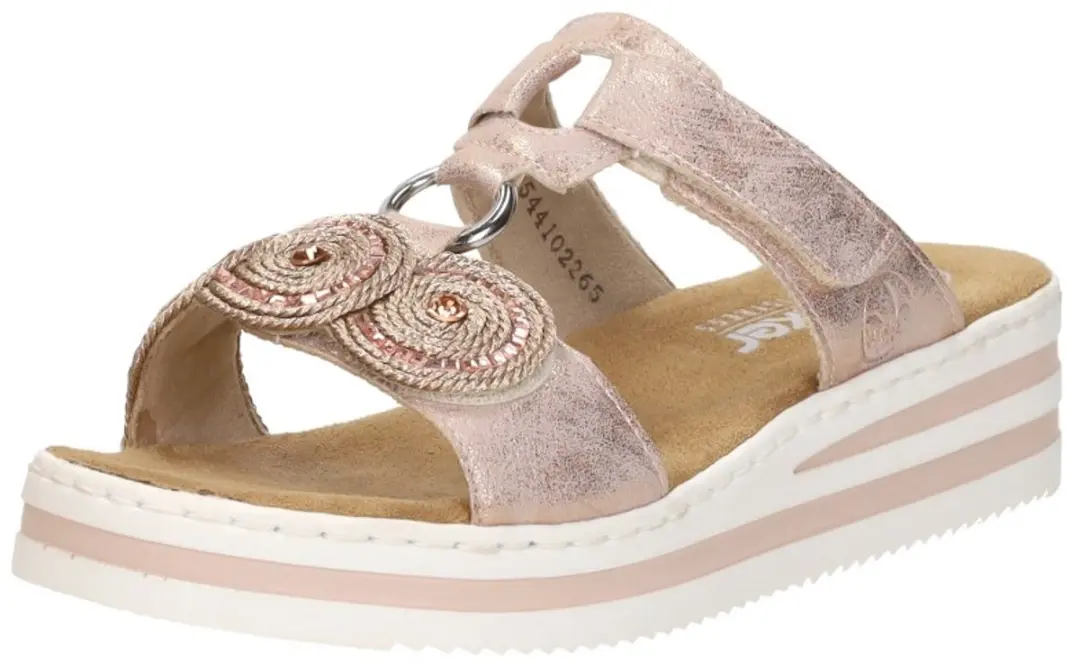 Rieker Nanao Dames Slippers - Roze-goud Metallic - 37 - afbeelding 3 van 6
