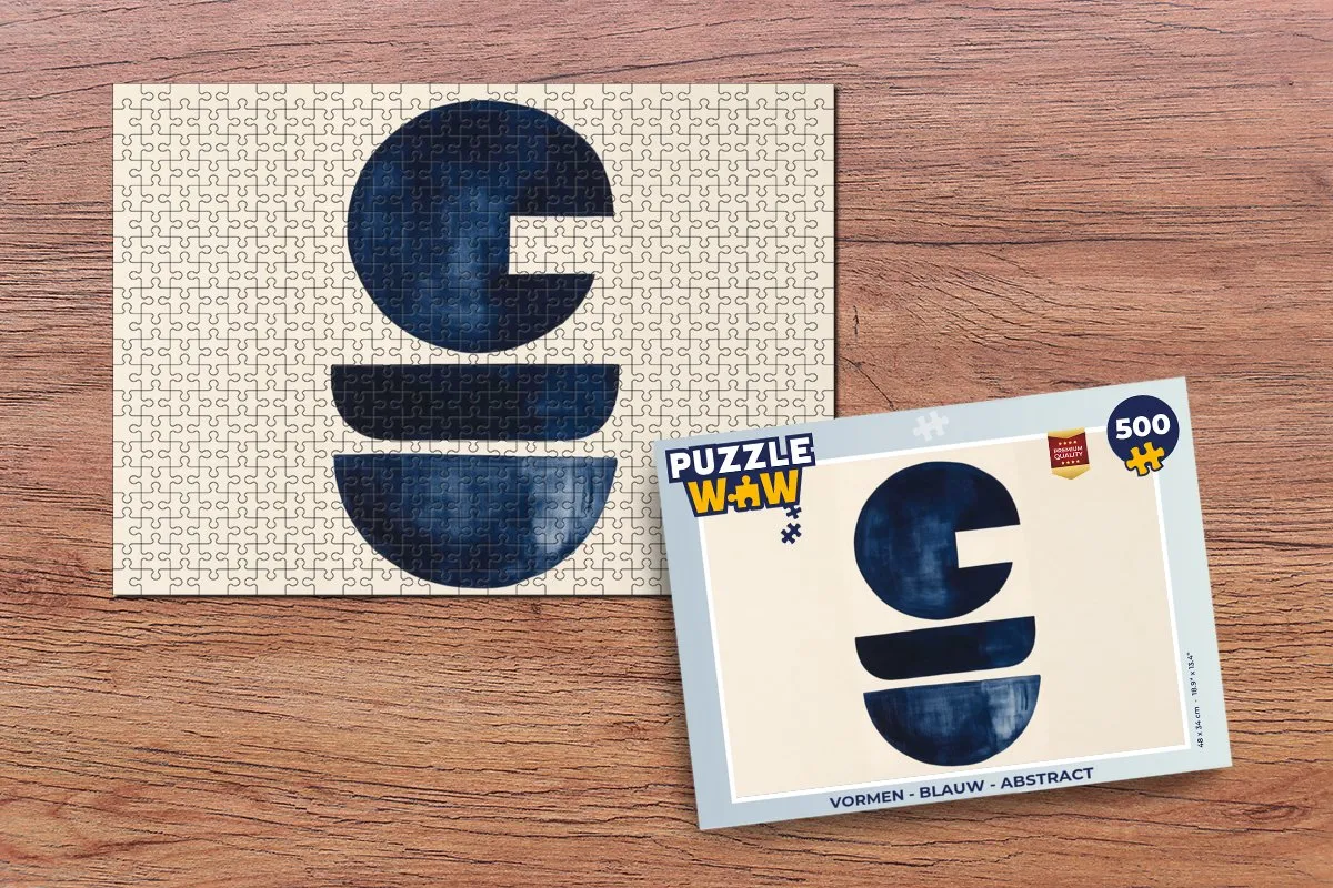 PuzzleWow Abstract Vormen Puzzel 500 Stuks - Blauw