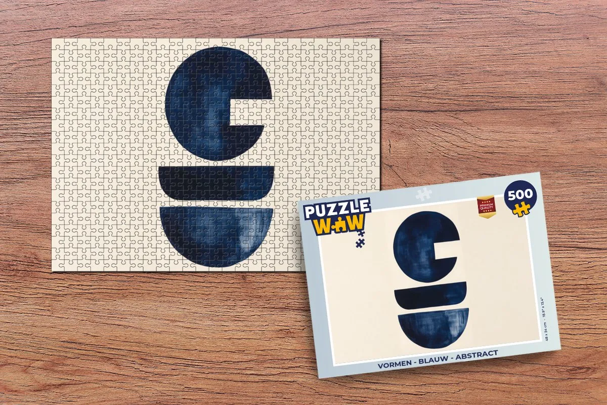 PuzzleWow Abstract Vormen Puzzel 500 Stuks - Blauw