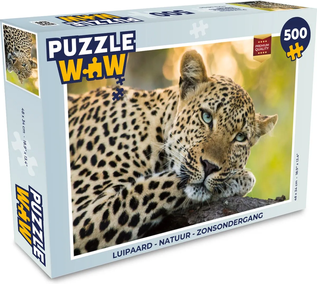 PuzzleWow Luipaard Natuur Zonsondergang Legpuzzel 500 Stuks - Multicolor