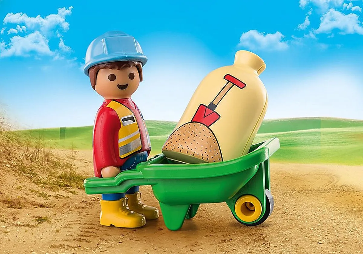 Playmobil 1.2.3 Bouwvakker met kruiwagen 70409 - Multicolor