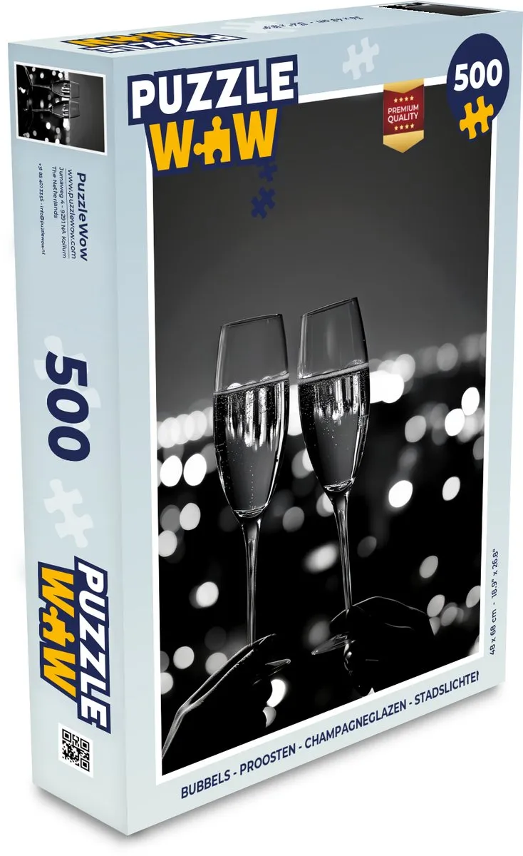 PuzzleWow Proosten Champagneglazen Legpuzzel 500 Stuks - Multicolor
