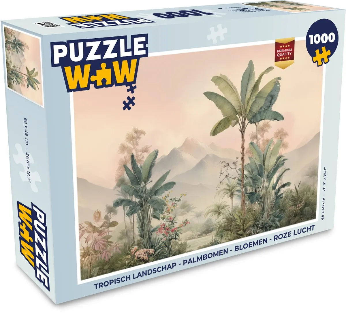 PuzzleWow Tropisch Landschap Legpuzzel 1000 Stuks - Roze Lucht