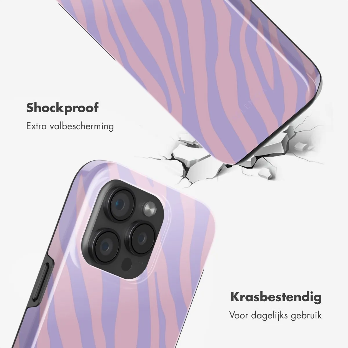 Selencia Hoesje iPhone 15 Pro - MagSafe - Zebra Light Pink Lilac