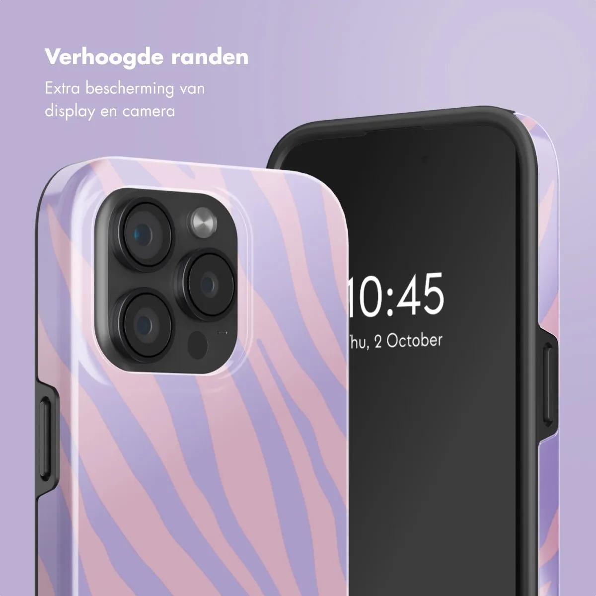 Selencia Hoesje iPhone 15 Pro - MagSafe - Zebra Light Pink Lilac