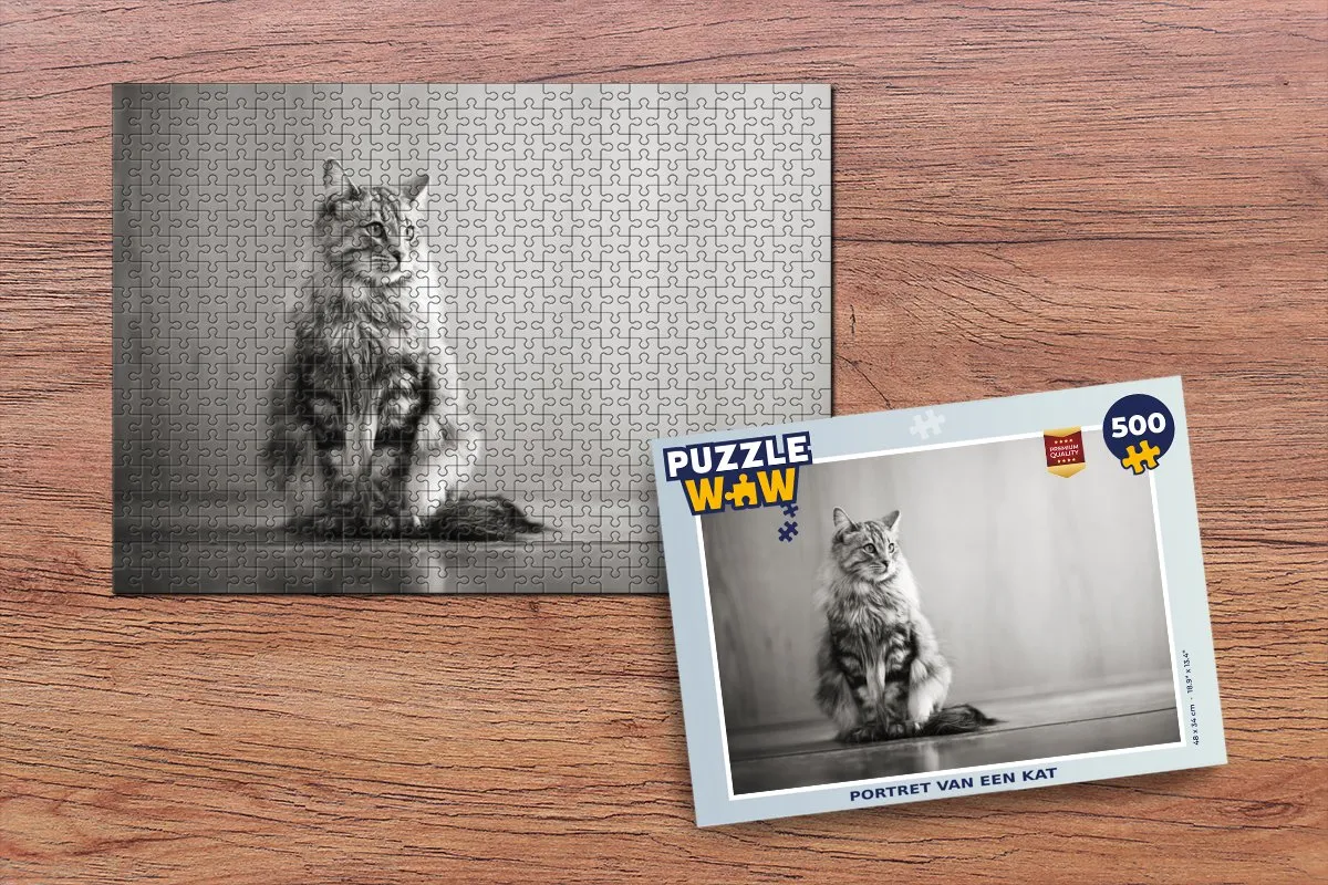 PuzzleWow Legpuzzel Portret van een kat 500 Stuks - Multicolor