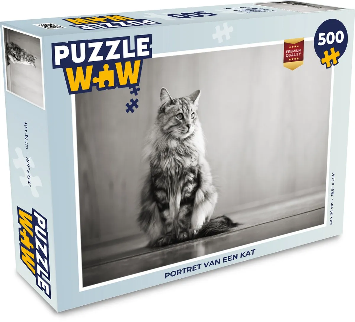 PuzzleWow Legpuzzel Portret van een kat 500 Stuks - Multicolor