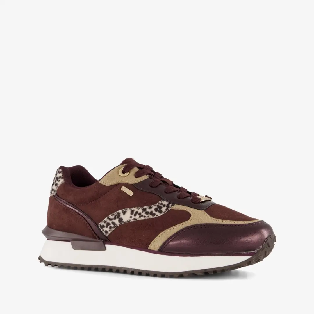 XX By Mexx dames sneakers met dierenprint bordeaux rood