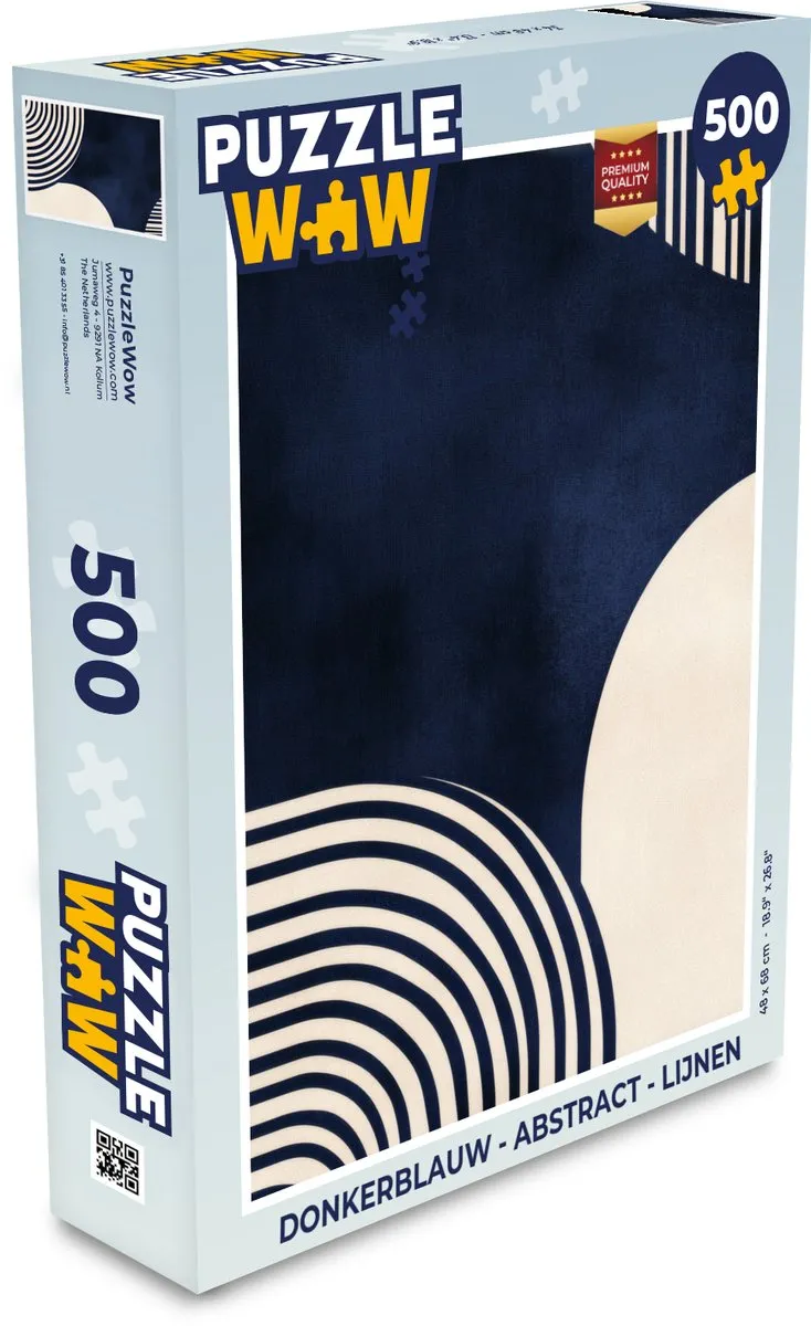 PuzzleWow Abstract Lijnen Legpuzzel 500 Stuks - Donkerblauw