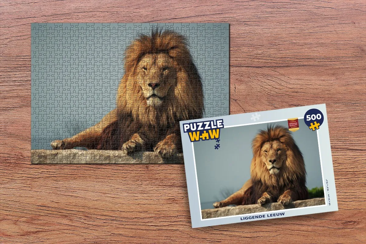 PuzzleWow Leeuw Rotsen Jacht Legpuzzel 500 Stuks - Multicolor