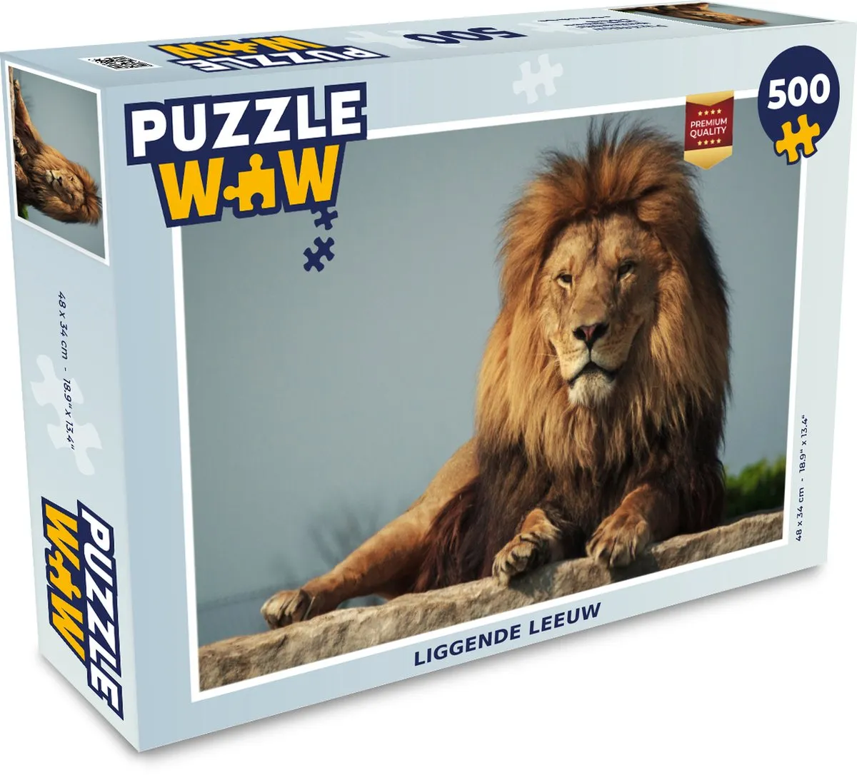 PuzzleWow Leeuw Rotsen Jacht Legpuzzel 500 Stuks - Multicolor