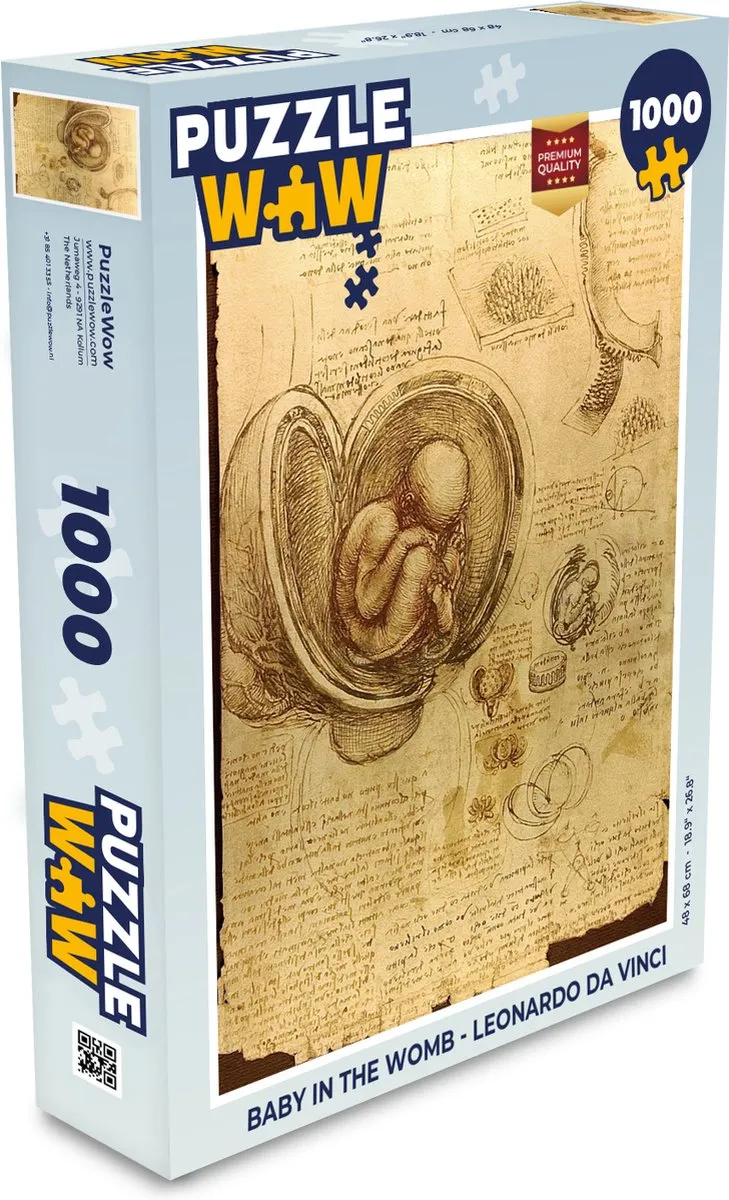 PuzzleWow Leonardo da Vinci Baby in the Womb Legpuzzel 1000 Stuks