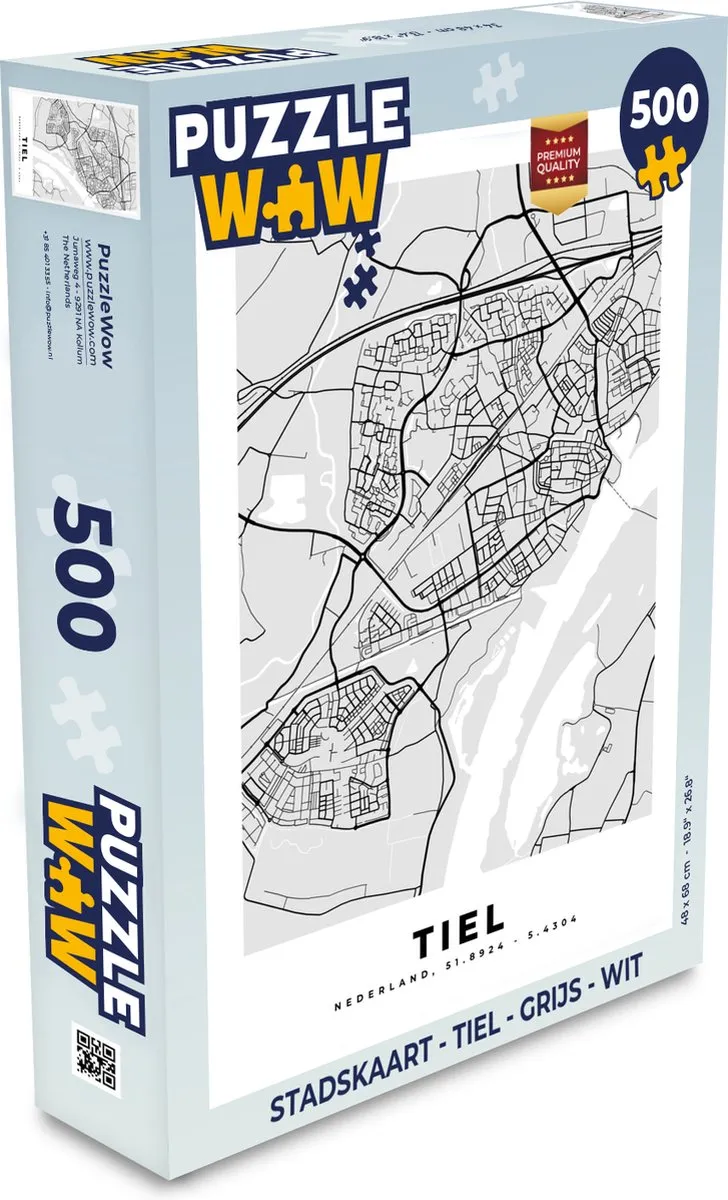 PuzzleWow Stadskaart Tiel Legpuzzel 500 Stuks - Multicolor