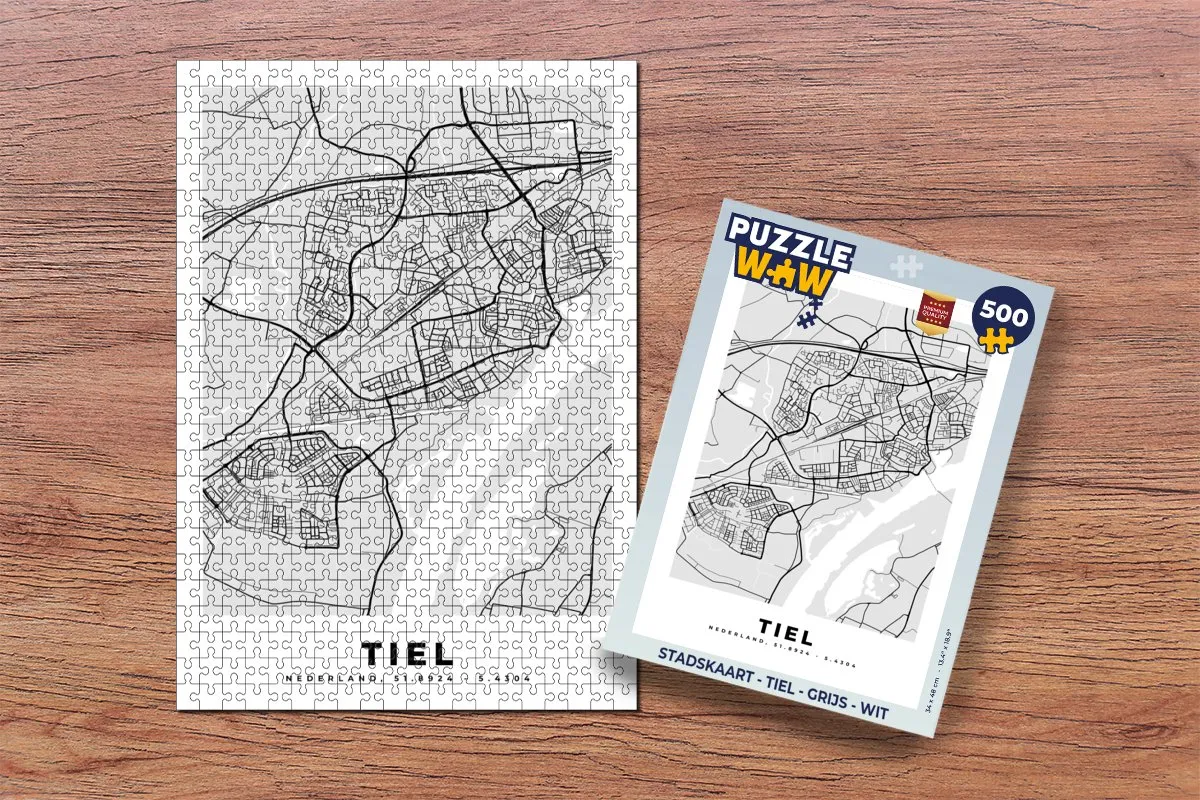 PuzzleWow Stadskaart Tiel Legpuzzel 500 Stuks - Multicolor