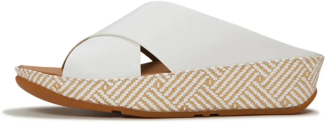 FitFlop FitFlop Lulu Lux Graphic-Weave Leather Cross Slides WIT