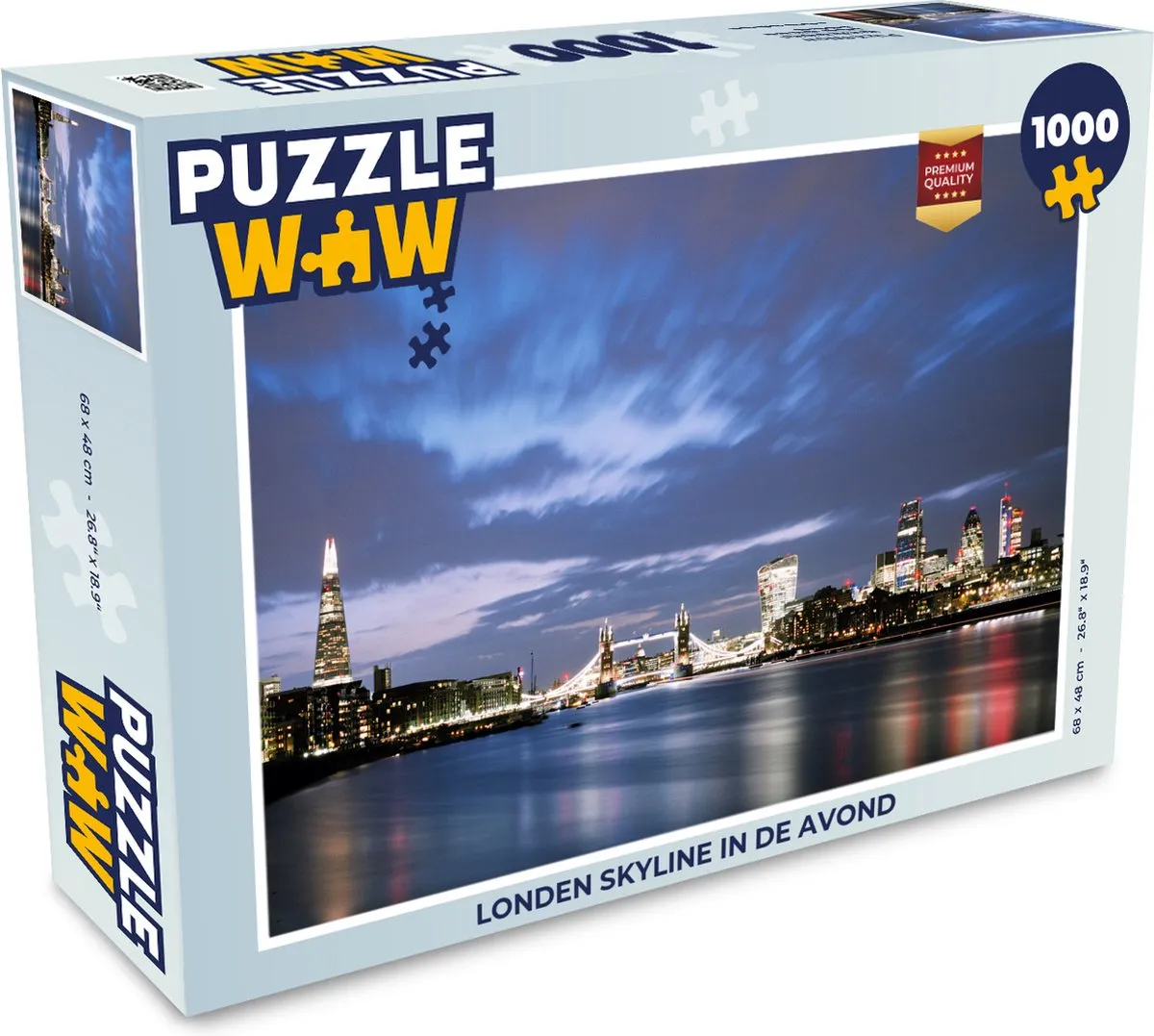 PuzzleWow Londen Skyline Avond Legpuzzel 1000 Stuks - Multicolor