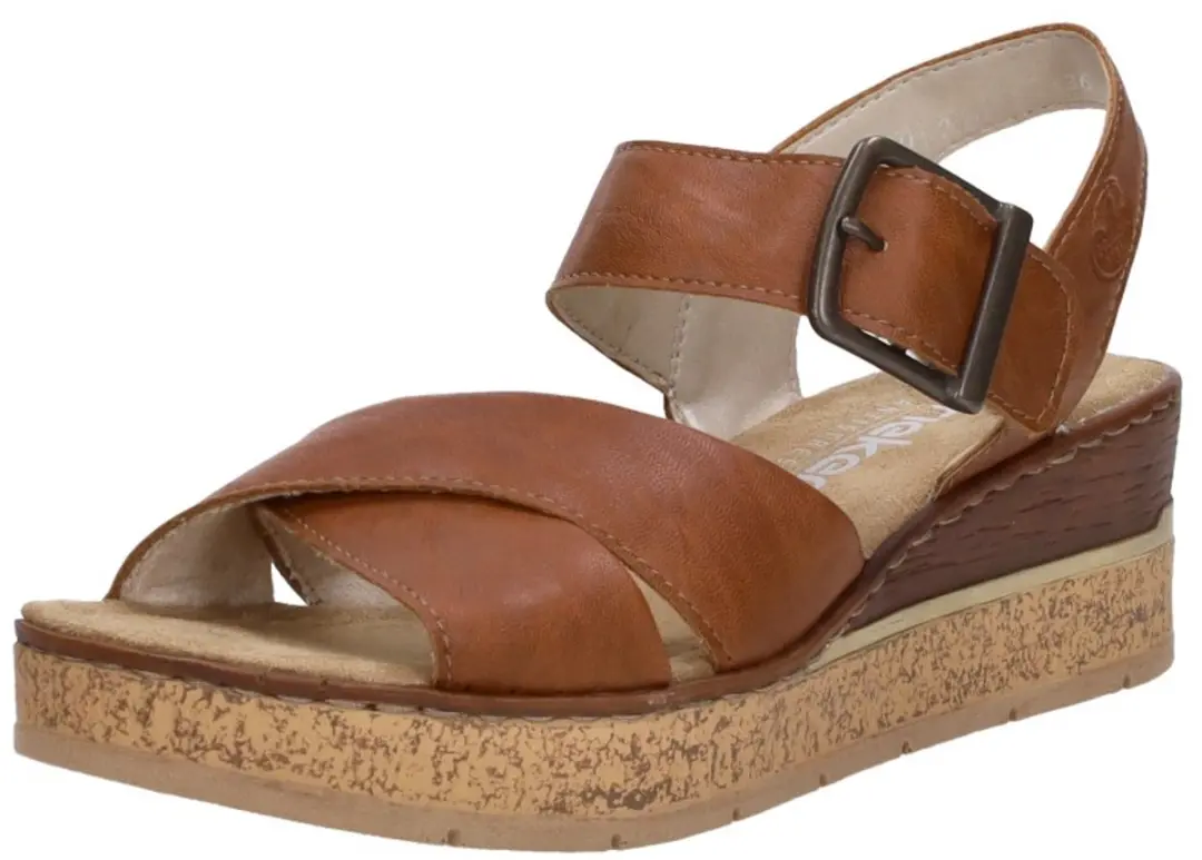 Rieker Sandalen Hak 39596 - Maat 42 - Cognac