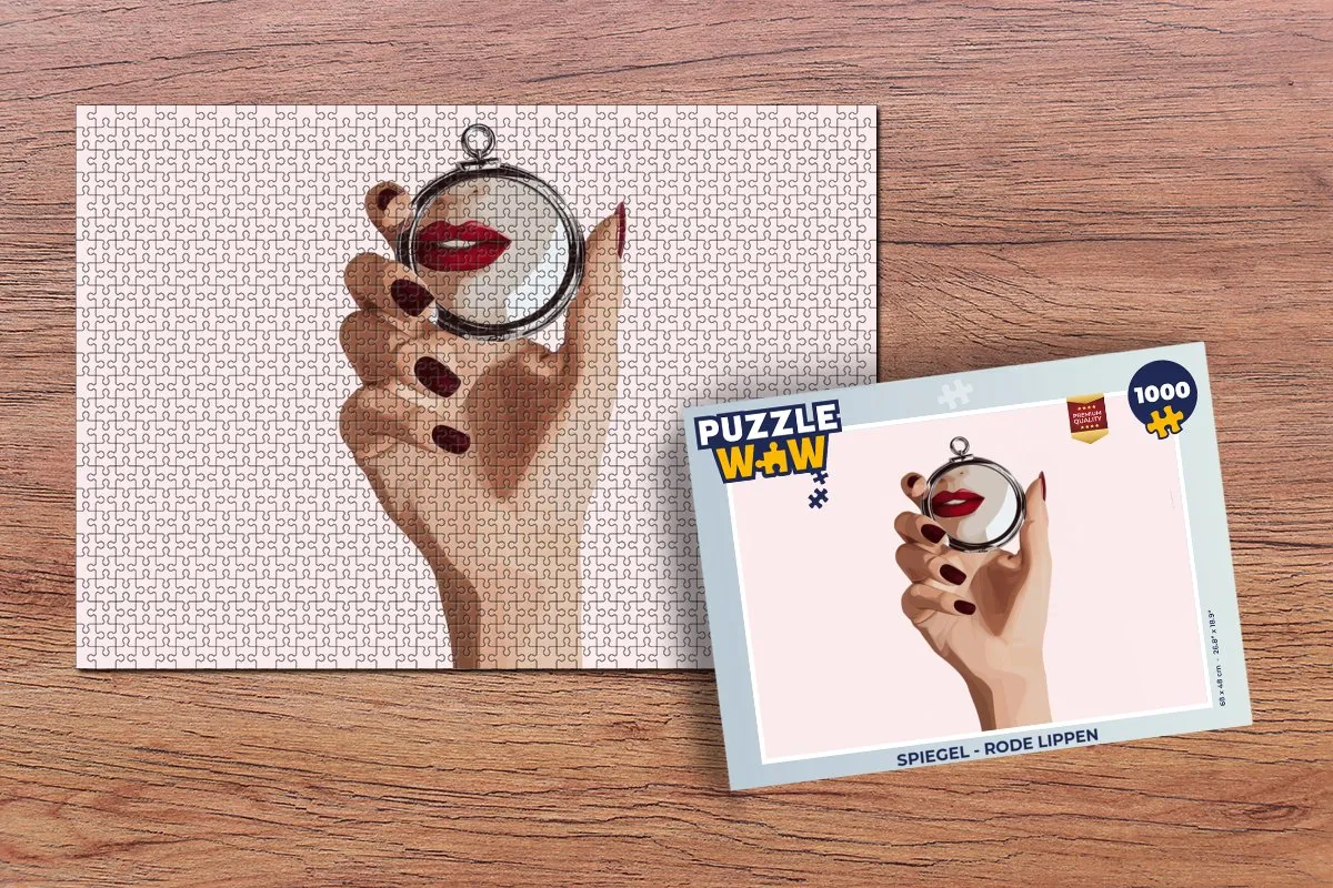 PuzzleWow Spiegel Legpuzzel 1000 Stuks - Rode Lippen