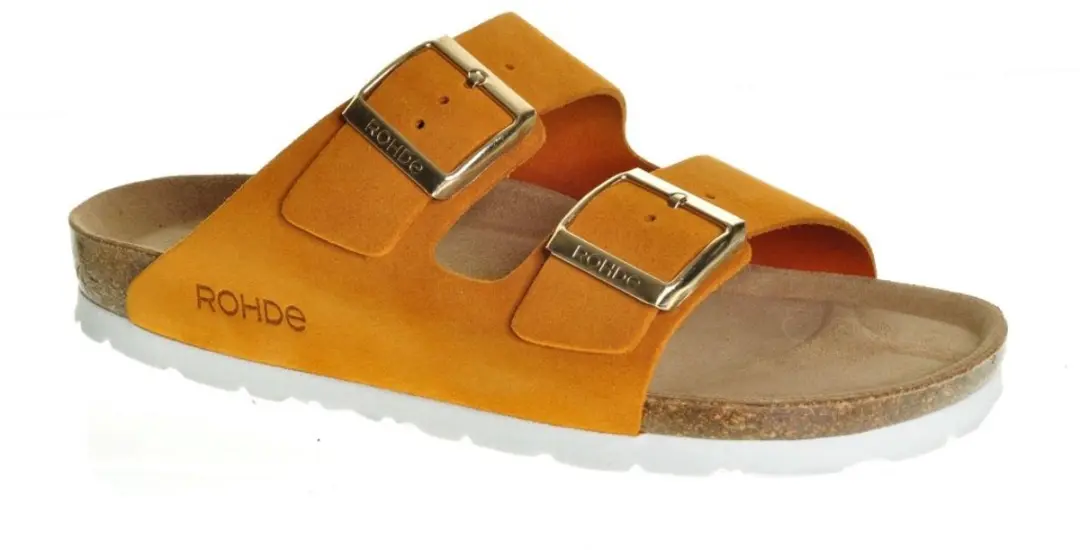 Rohde Slipper Geel Leder Tweeband maat 38