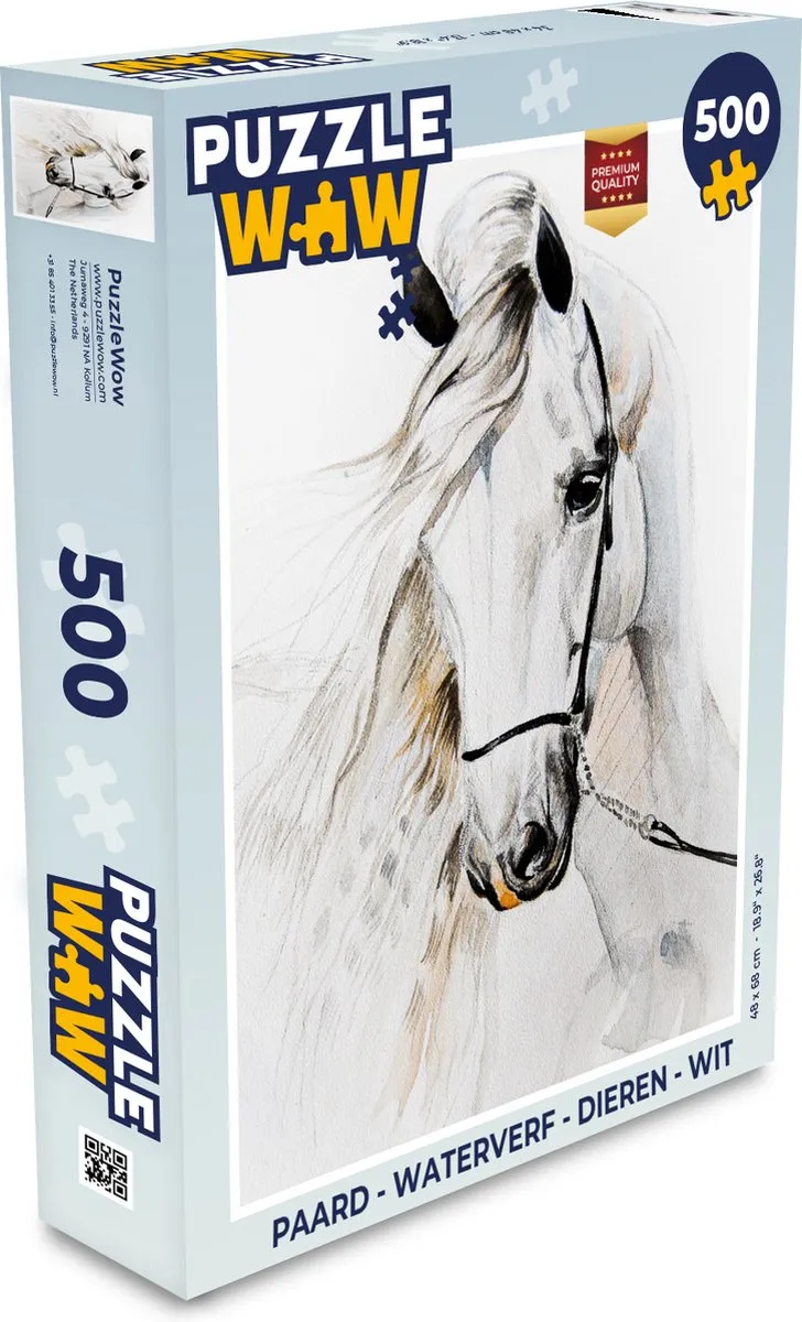 PuzzleWow Paard Waterverf Legpuzzel 500 Stuks - Multicolor