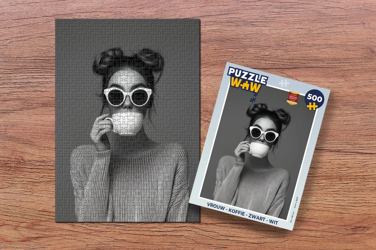 PuzzleWow Legpuzzel Vrouw Koffie 500 Stuks - MPN 8721172699787