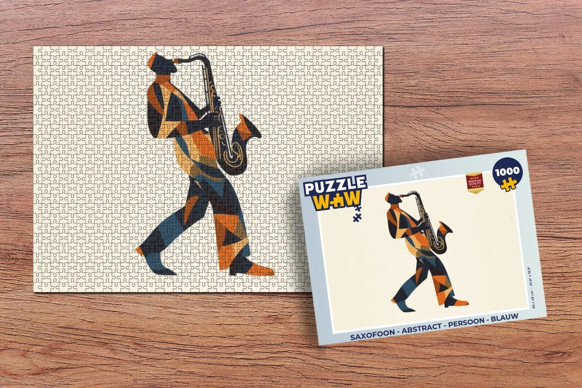 PuzzleWow Saxofoon Abstract Legpuzzel 1000 Stuks - Blauw