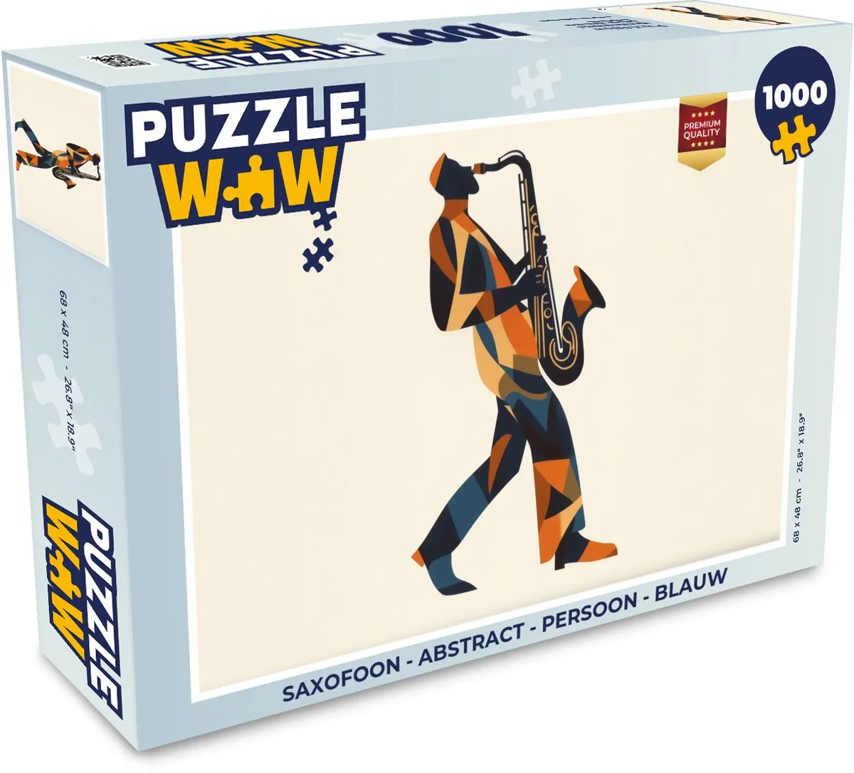 PuzzleWow Saxofoon Abstract Legpuzzel 1000 Stuks - Blauw
